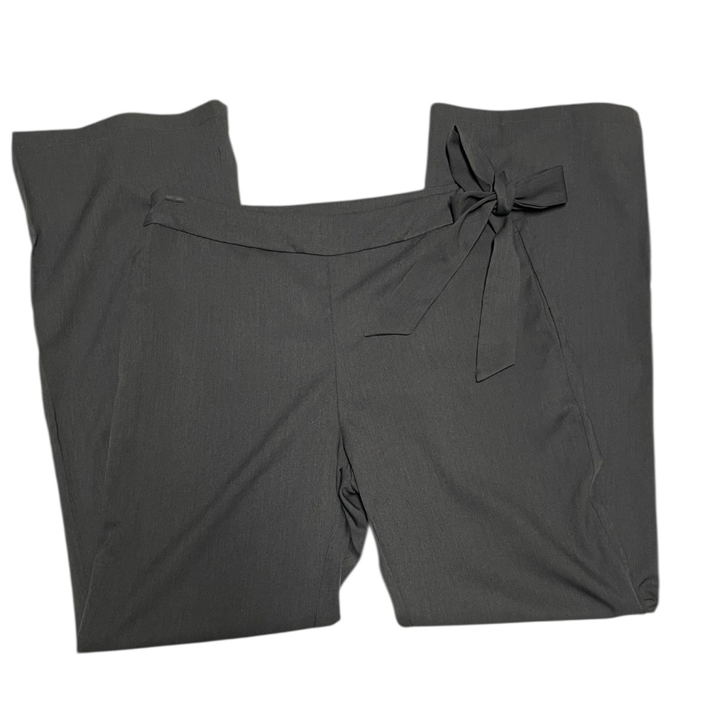 Shein Wide Leg Trousers Side Zipper Front Tie Grey Size Medium